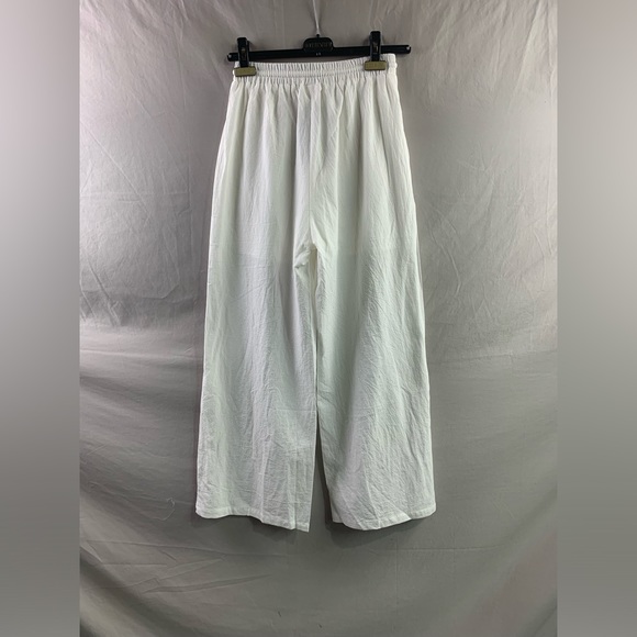 White Drawstring Waist Wide Leg Pants - Picture 7 of 7